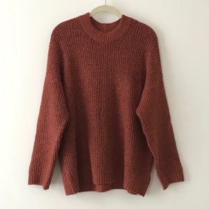 American Eagle Oversized Softest Crew Neck Rust Sweater
